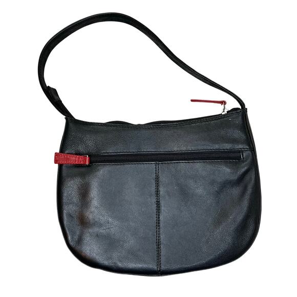 Black Leather Shoulder Bag Purse Red Western Design Small Southwestern Boho - Picture 2 of 6